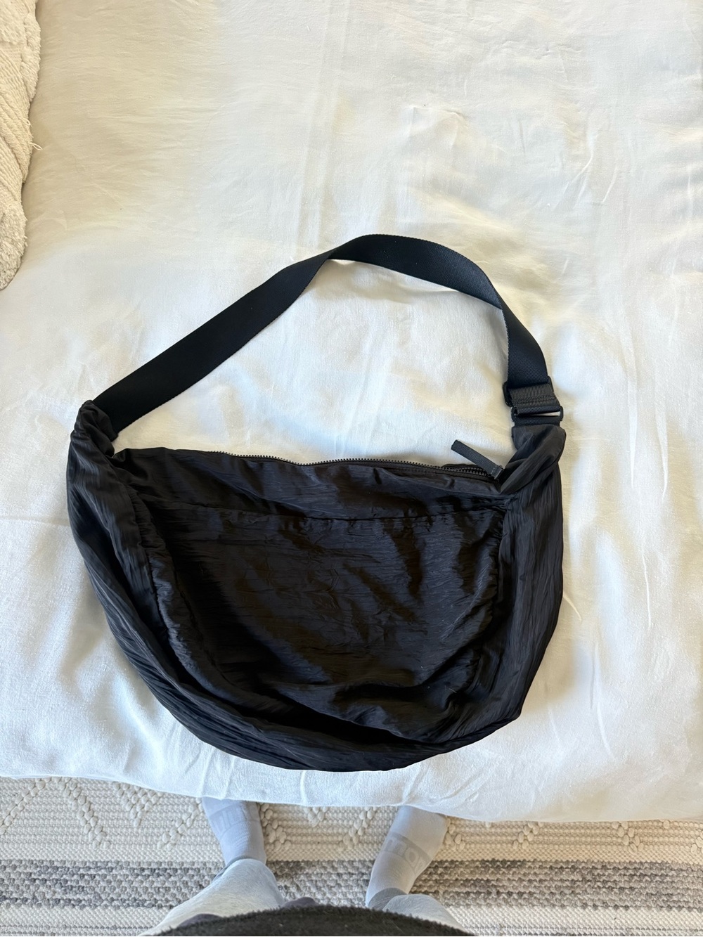 COS Black Nylon Sling Bag with Interior Zip Pocket